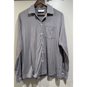 Sleepy Jones + Purple Button Down Pajama Shirt Top In Stormy Gray Size Small New